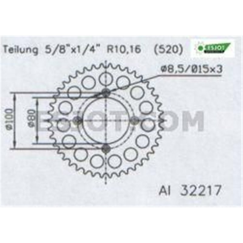 Couronne Alu Gas Gas - 520 - 44 Dents - Made in Germany