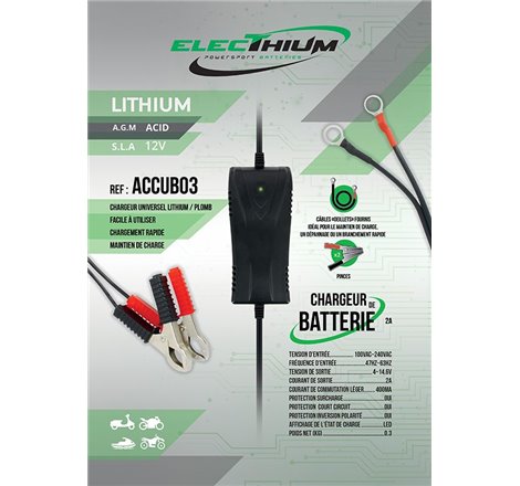 Chargeur Batterie Moto et Scooter  Pour batterie Lithium & Acide