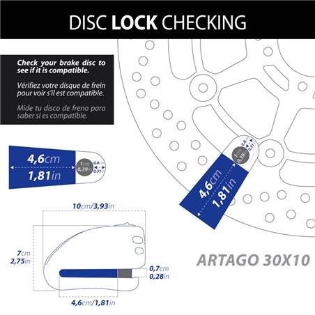 Antivol  SRA  Bloque Disque Ø10mm  Homologués