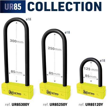 Antivol SRA  U  UR85  ø  85*120 Homologation Noir & Jaune